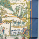 HERMES Carre 90 Scarf ""Au FIL de La SOIE"" Silk Blue Auth 147568-7