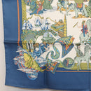 HERMES Carre 90 Scarf ""Au FIL de La SOIE"" Silk Blue Auth 147568-8
