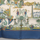 HERMES Carre 90 Scarf ""Au FIL de La SOIE"" Silk Blue Auth 147568-9