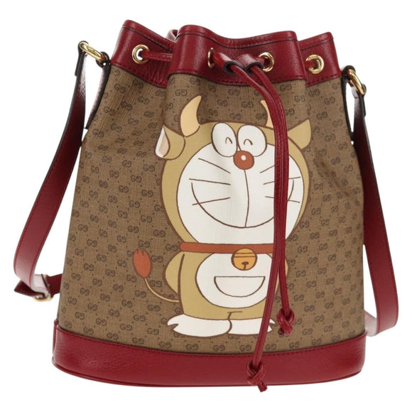 GUCCI Micro GG Supreme Doraemon Collaboration Bag PVC Beige 655597 Auth 147572M
