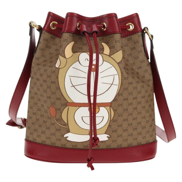 GUCCI Micro GG Supreme Doraemon Collaboration Bag PVC Beige 655597 Auth 147572SM