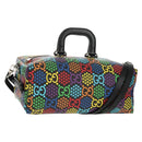 GUCCI GG Psychedelic Boston Bag PVC 2way Multicolor Silver 587866 Auth 147573M-1