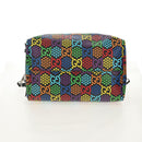 GUCCI GG Psychedelic Boston Bag PVC 2way Multicolor Silver 587866 Auth 147573M-13