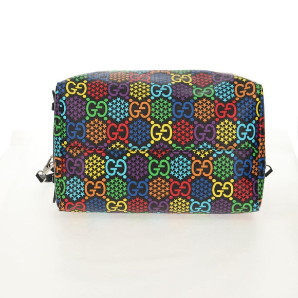 GUCCI GG Psychedelic Boston Bag PVC 2way Multicolor Silver 587866 Auth 147573M