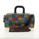 GUCCI GG Psychedelic Boston Bag PVC 2way Multicolor Silver 587866 Auth 147573M-28