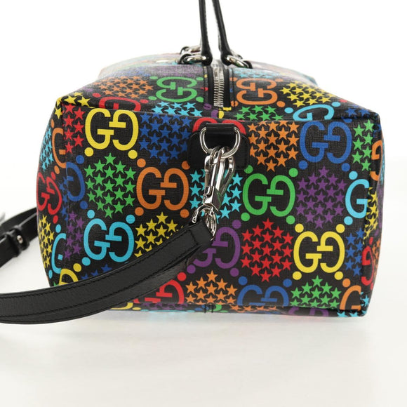 GUCCI GG Psychedelic Boston Bag PVC 2way Multicolor Silver 587866 Auth 147573M