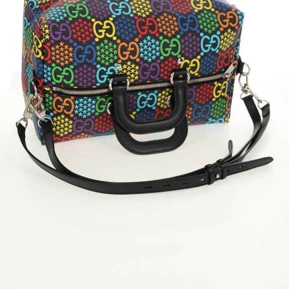 GUCCI GG Psychedelic Boston Bag PVC 2way Multicolor Silver 587866 Auth 147573SAM
