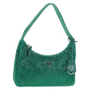PRADA Shoulder Bag Sequin Green Silver Auth 147577SM-1