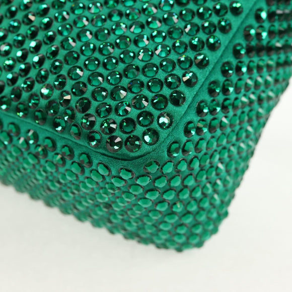 PRADA Shoulder Bag Sequin Green Silver Auth 147577SM
