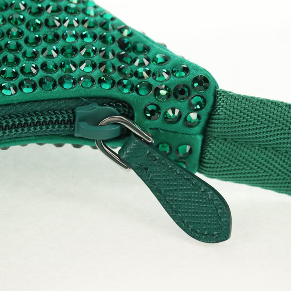 PRADA Shoulder Bag Sequin Green Silver Auth 147577SM