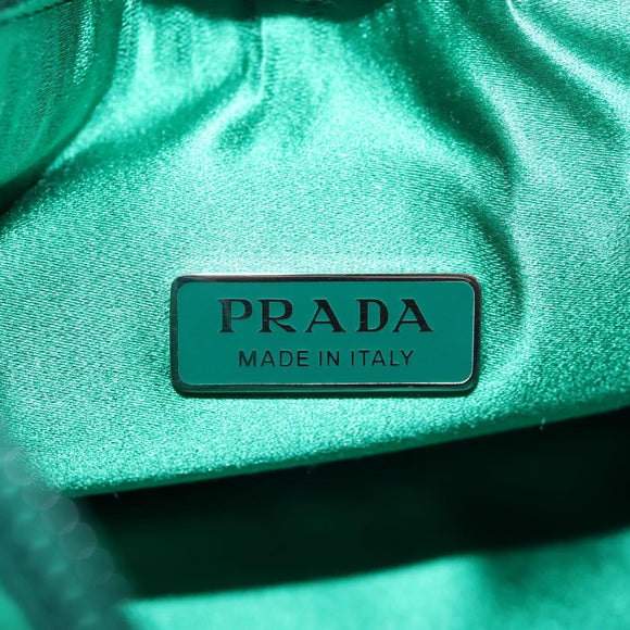 PRADA Shoulder Bag Sequin Green Silver Auth 147577SM