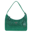 PRADA Shoulder Bag Sequin Green Silver Auth 147577SM-2