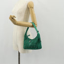 PRADA Shoulder Bag Sequin Green Silver Auth 147577SM-22