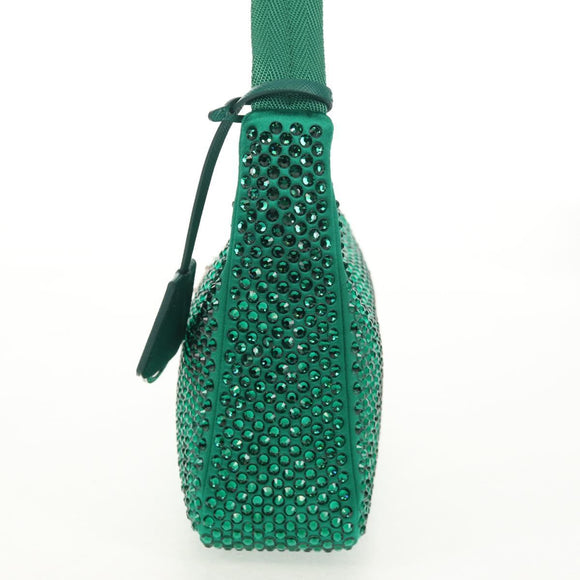 PRADA Shoulder Bag Sequin Green Silver Auth 147577SM