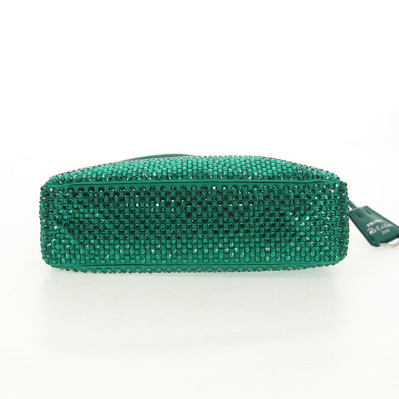 PRADA Shoulder Bag Sequin Green Silver Auth 147577SM