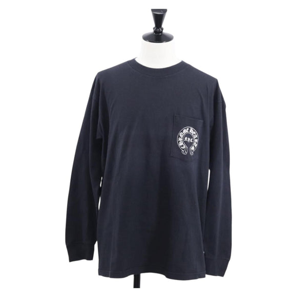 Chrome Hearts Horseshoe Print Long Sleeve Top Cotton Black Auth 147578M