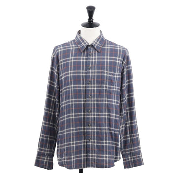 Chrome Hearts Check Shirt Long Sleeved Cotton Navy Auth 147580M