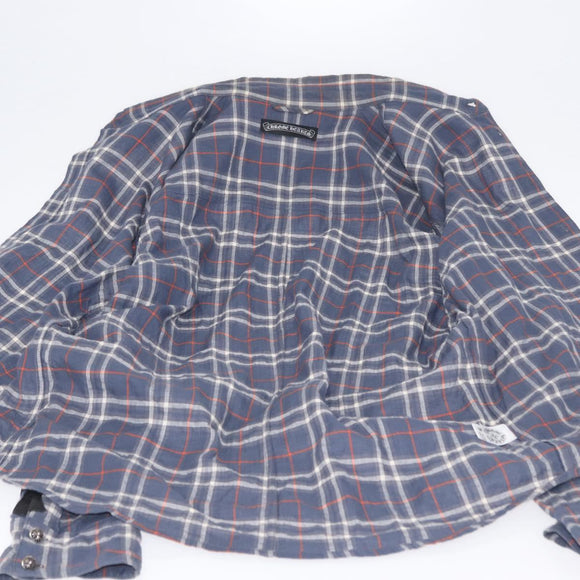 Chrome Hearts Check Shirt Long Sleeved Cotton Navy Auth 147580M