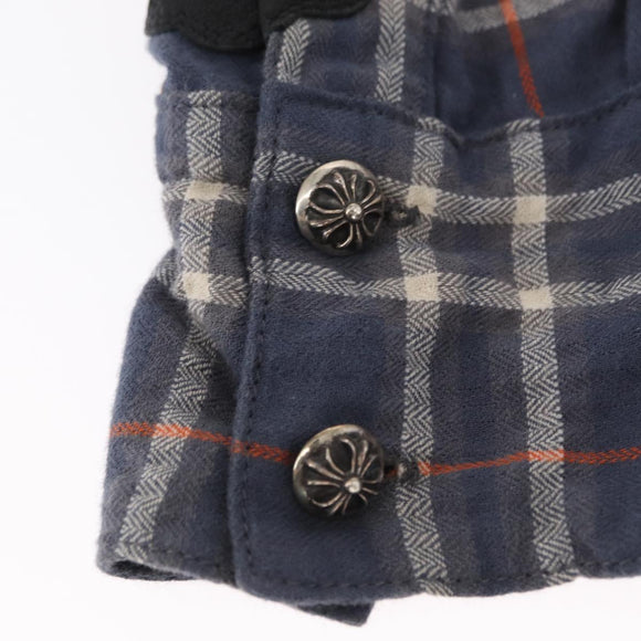 Chrome Hearts Check Shirt Long Sleeved Cotton Navy Auth 147580M