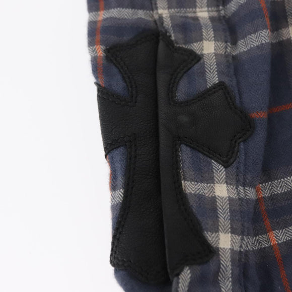 Chrome Hearts Check Shirt Long Sleeved Cotton Navy Auth 147580M