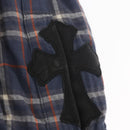 Chrome Hearts Check Shirt Long Sleeved Cotton Navy Auth 147580M-9