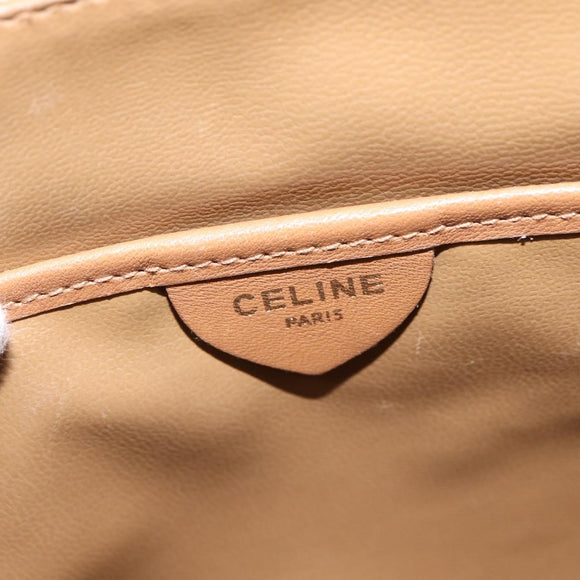 CELINE Macadam Canvas Shoulder Bag PVC Beige Gold Auth 147612