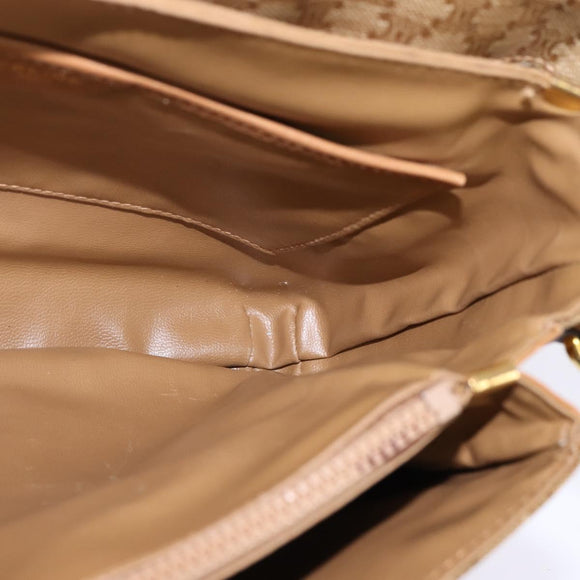 CELINE Macadam Canvas Shoulder Bag PVC Beige Gold Auth 147612