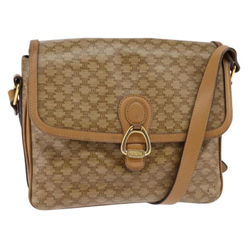 CELINE Macadam Canvas Shoulder Bag PVC Beige Gold Auth 147612