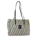 FENDI Zucca Canvas Draagtas Marineblauw Auth 147615-1