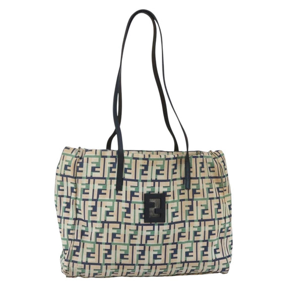 FENDI Zucca Canvas Draagtas Marineblauw Auth 147615