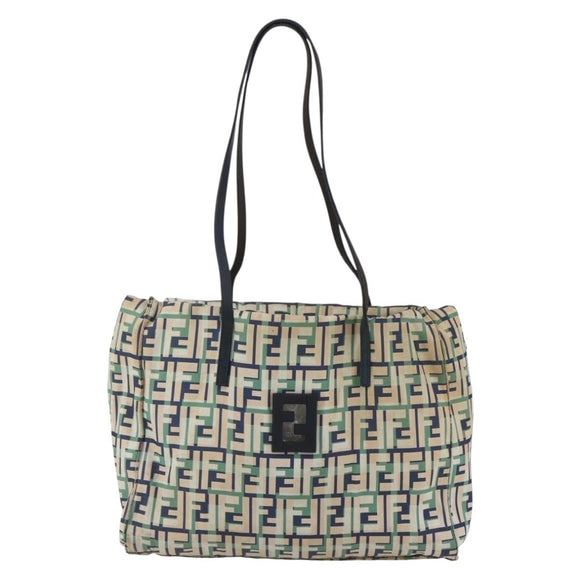 FENDI Zucca Canvas Draagtas Marineblauw Auth 147615