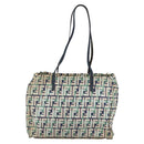 FENDI Zucca Canvas Draagtas Marineblauw Auth 147615-2