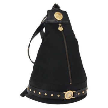 Gianni Versace Backpack Nylon Black Gold Auth 147619