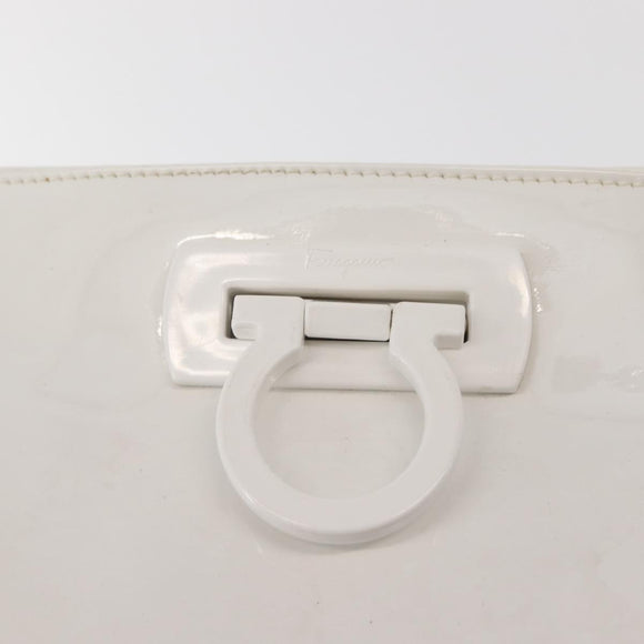 Salvatore Ferragamo Gancini Tote Bag Enamel White Auth 147620