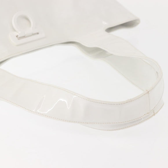 Salvatore Ferragamo Gancini Tote Bag Enamel White Auth 147620