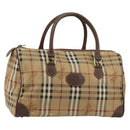 Burberry Nova Check Boston Bag PVC Beige Goud Auth 147629-1