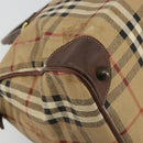 Burberry Nova Check Boston Bag PVC Beige Goud Auth 147629-16