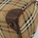 Burberry Nova Check Boston Bag PVC Beige Goud Auth 147629-9