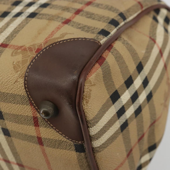 Burberry Nova Check Boston Bag PVC Beige Goud Auth 147629