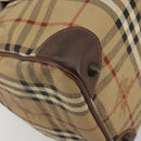 Burberry Nova Check Boston Bag PVC Beige Goud Auth 147629-17