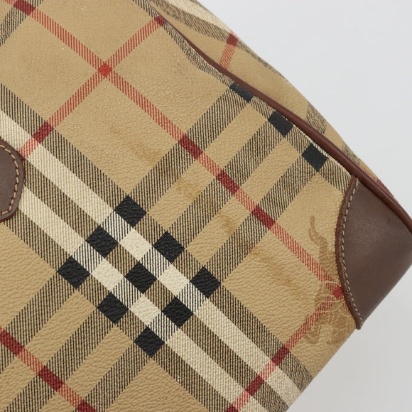 Burberry Nova Check Boston Bag PVC Beige Goud Auth 147629