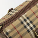 Burberry Nova Check Boston Bag PVC Beige Goud Auth 147629-11