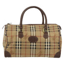 Burberry Nova Check Boston Bag PVC Beige Goud Auth 147629-13
