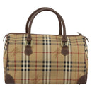 Burberry Nova Check Boston Bag PVC Beige Goud Auth 147629-2