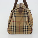 Burberry Nova Check Boston Bag PVC Beige Goud Auth 147629-3