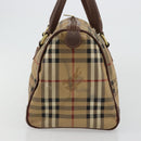 Burberry Nova Check Boston Bag PVC Beige Goud Auth 147629-4