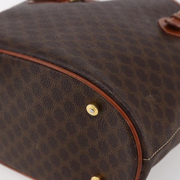 CELINE Macadam Canvas Tote Bag PVC Leather Brown Gold Auth 147637