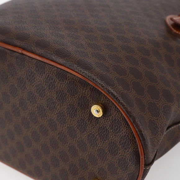 CELINE Macadam Canvas Tote Bag PVC Leather Brown Gold Auth 147637