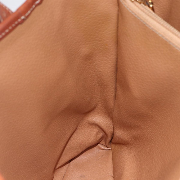 CELINE Macadam Canvas Tote Bag PVC Leather Brown Gold Auth 147637