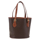 CELINE Macadam Canvas Tote Bag PVC Leather Brown Gold Auth 147637-1